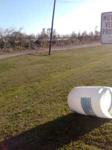Toppled Trash Can on the Levee
