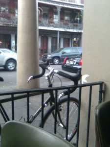 Locking My Bike at Cafe du Monde