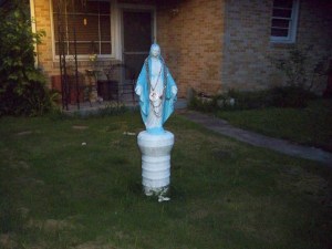 Virgin Mary Statue With Mardi Gras Beads at Camp and Marengo
