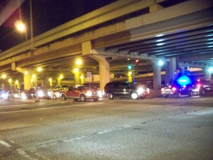 Lines of Cars at Baronne and Howard