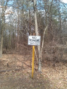 No Trespassing Sign on the BWI Loop Train on the Aviation Blvd Stretch