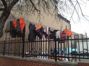 Safety Signs in Storage at 26th & Charles