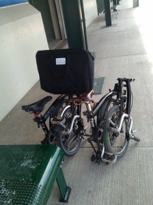 Twin Bromptons at the Halethorpe MARC