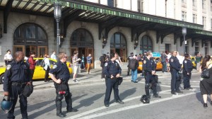 Cops Blocking Entrance to Penn Station in Station North